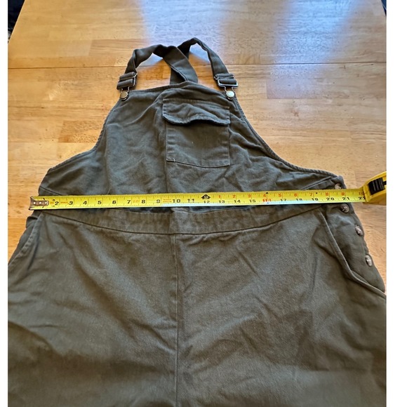 SHEIN Olive Green Corduroy Bib Overalls Women's Size XXL Button Side Cropped - Picture 9 of 11